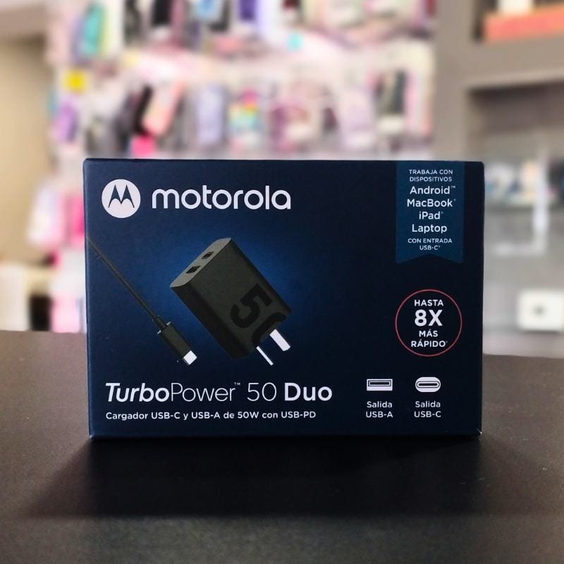 Cargador Motorola 50W En Caja Doble Puerto Usb/C Original
