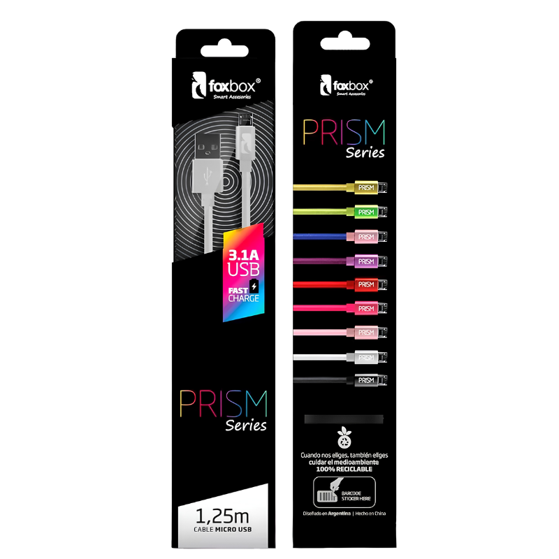Alternative view of CABLE FOXBOX PRISM LIGHTNING 1,25 M BLANCO
