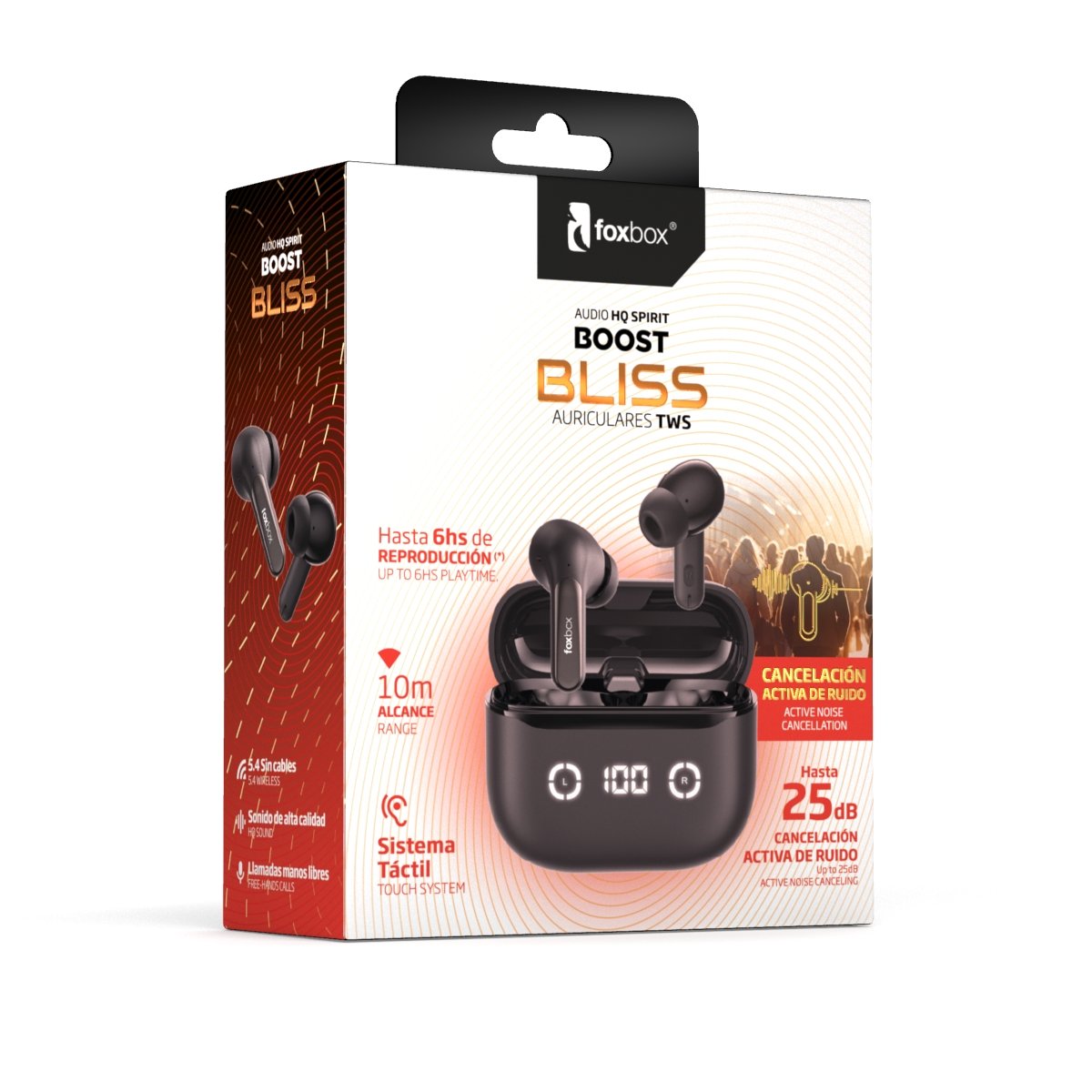 AURICULAR TWS FOXBOX BOOST BLISS NEGRO