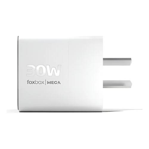 CARGADOR DE PARED GAN FOXBOX MEGA 30W CON CABLE ROUND PRO TYPE C BLANCO