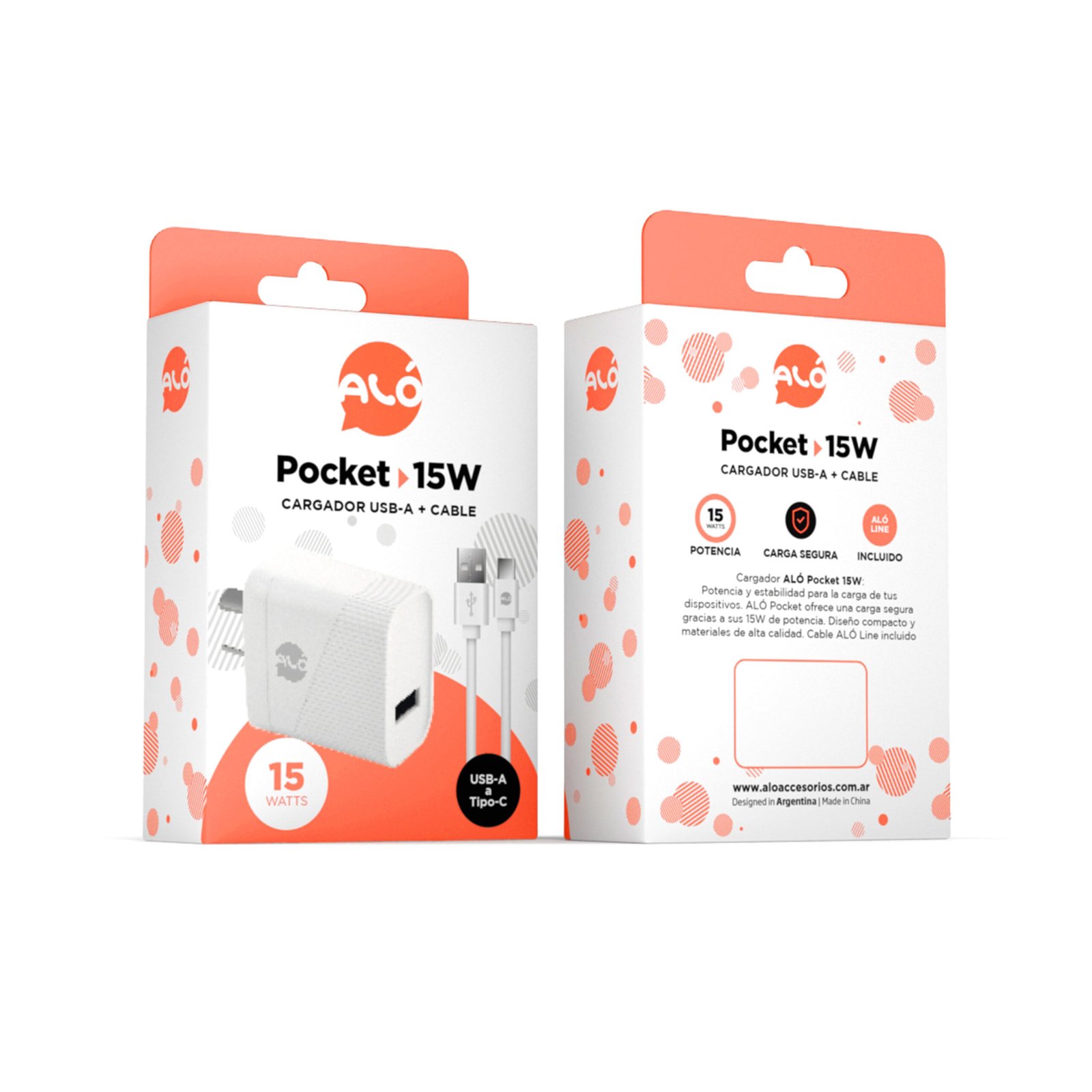 CARGADOR ALO POCKET 15W USB-A CON CABLE TYPE-C