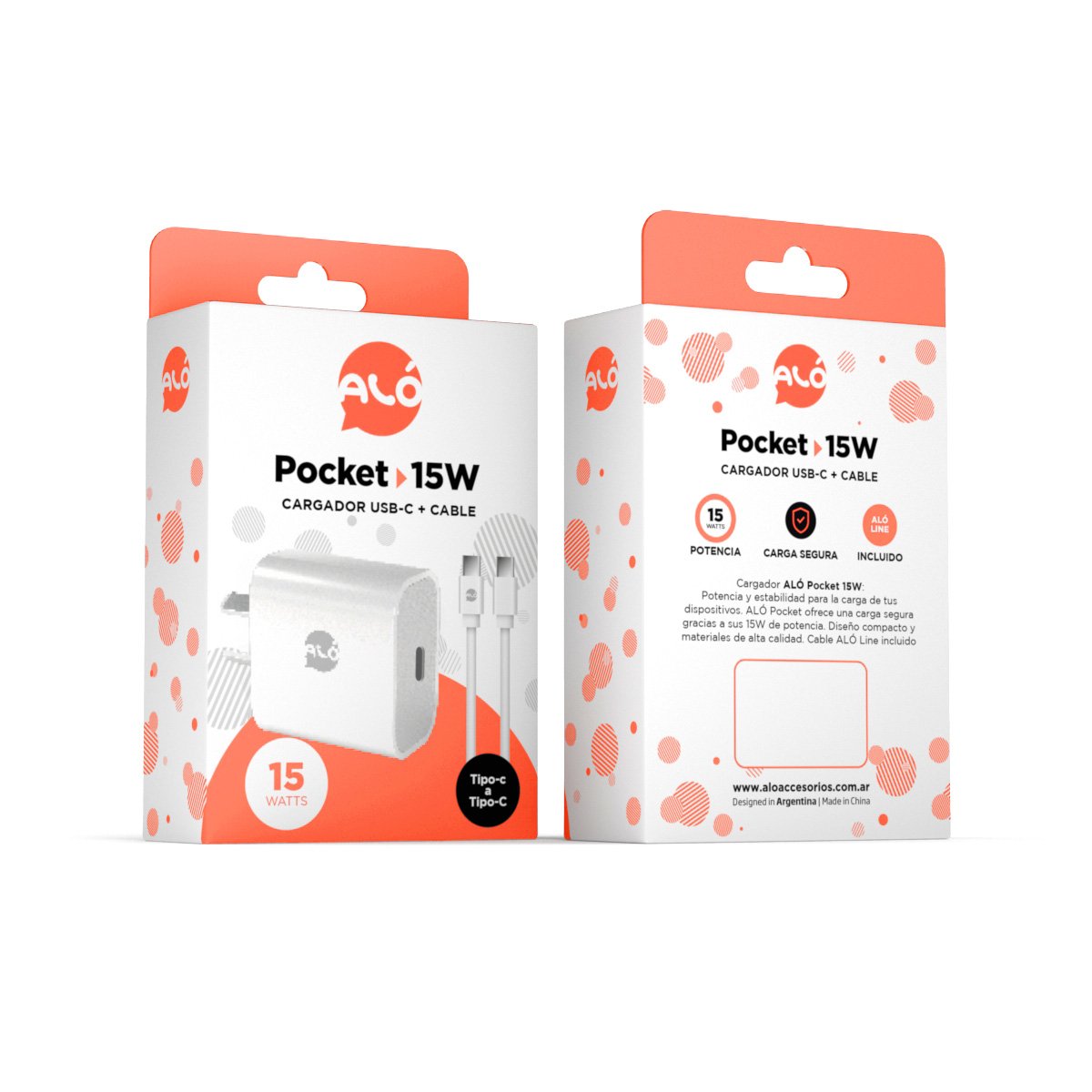 CARGADOR ALO POCKET 15W TYPE-C CON CABLE TYPE-C