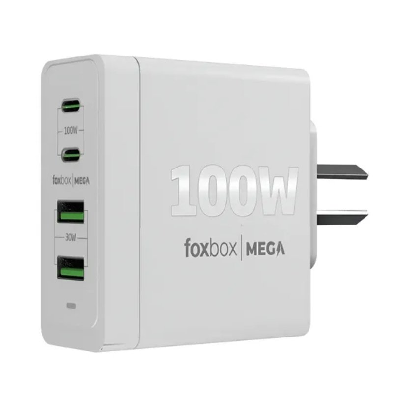 CARGADOR DE PARED GAN FOXBOX MEGA 100W BLANCO