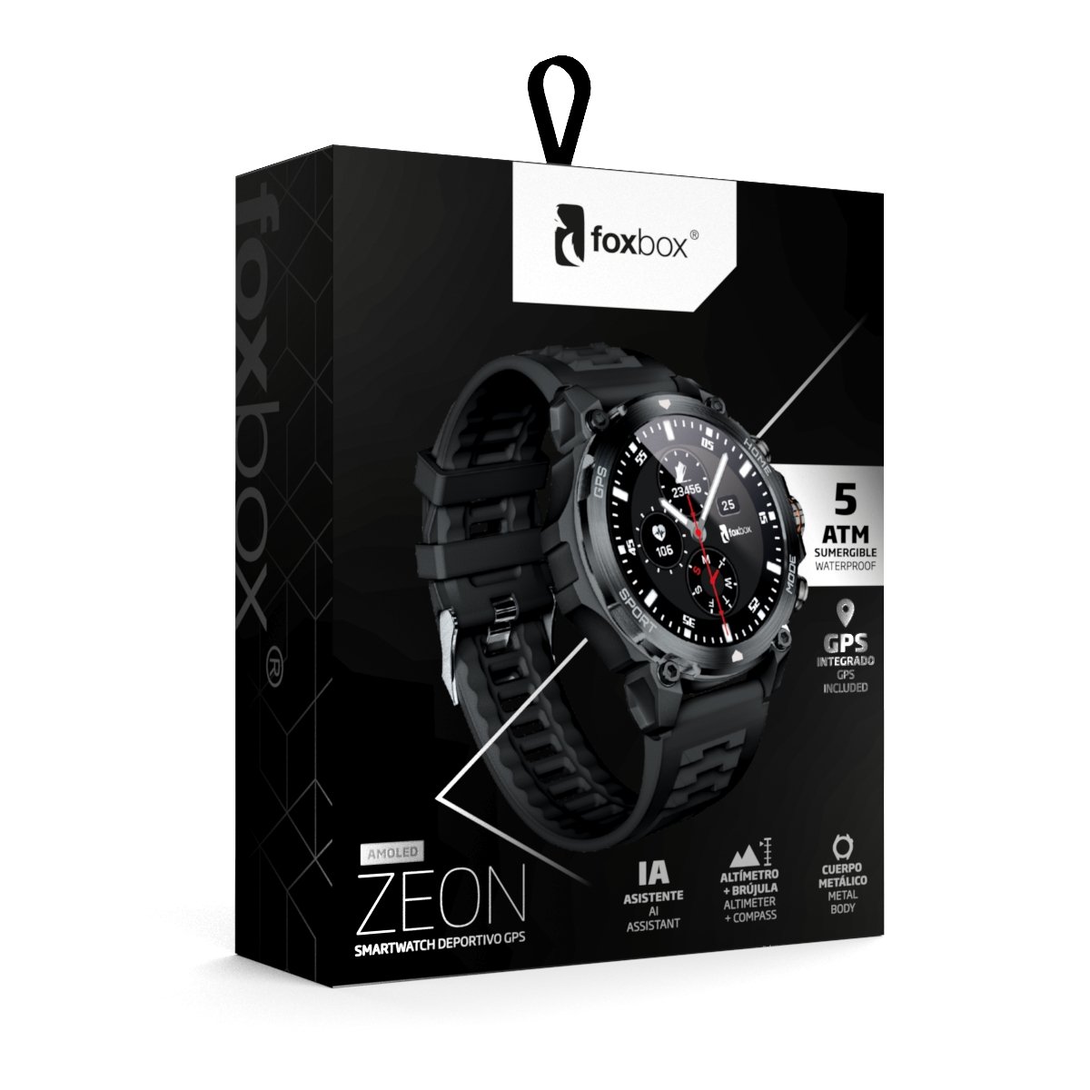SMARTWATCH DEPORTIVO ZEON NEGRO CON MALLA EXTRA NARANJA - Imagen 4