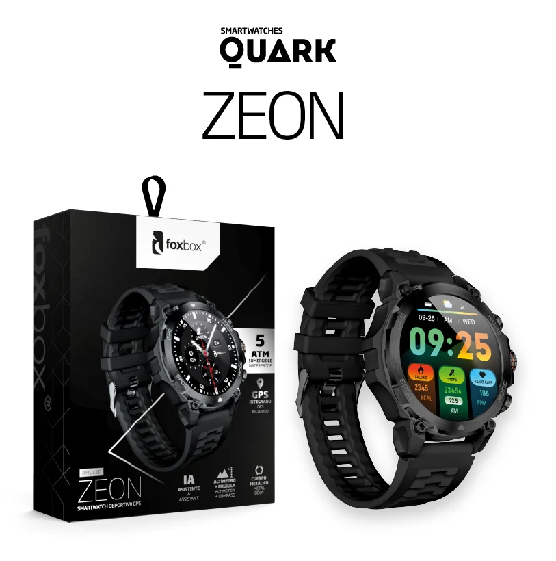 SMARTWATCH DEPORTIVO ZEON NEGRO CON MALLA EXTRA NARANJA