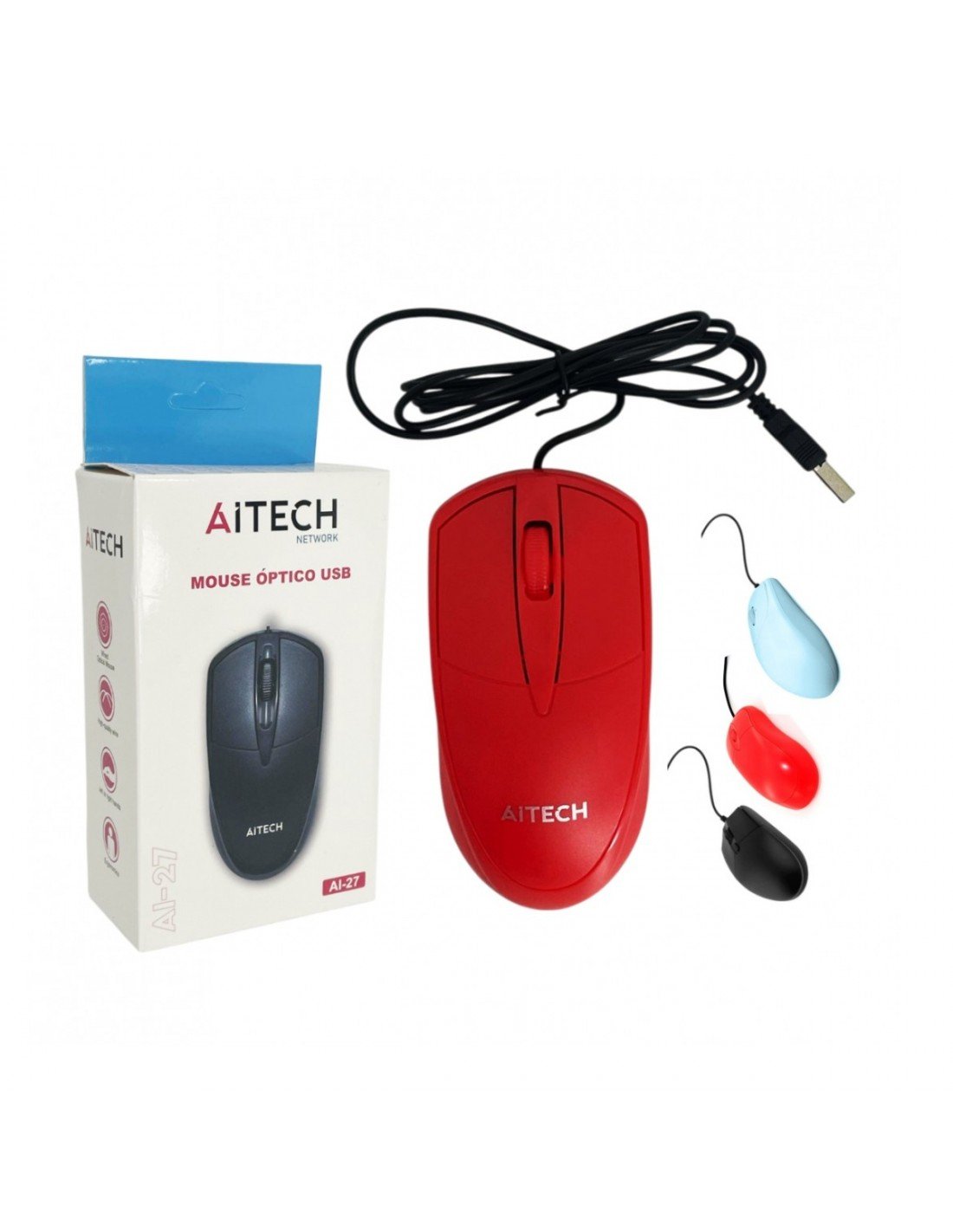 MOUSE AITECH CON CABLE CP72 COLORES SURTIDOS