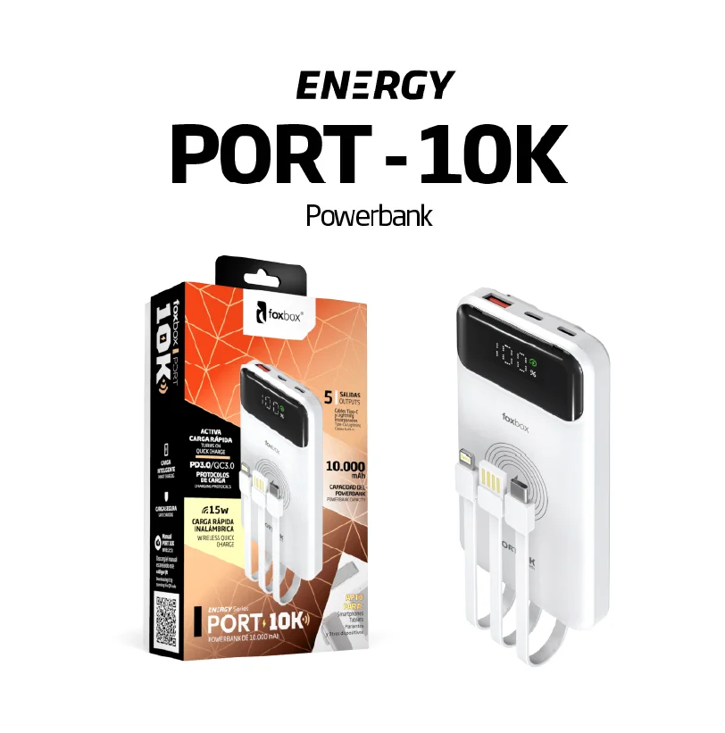 POWER BANK FOXBOX ENERGY PORT 10K – WIRELESS