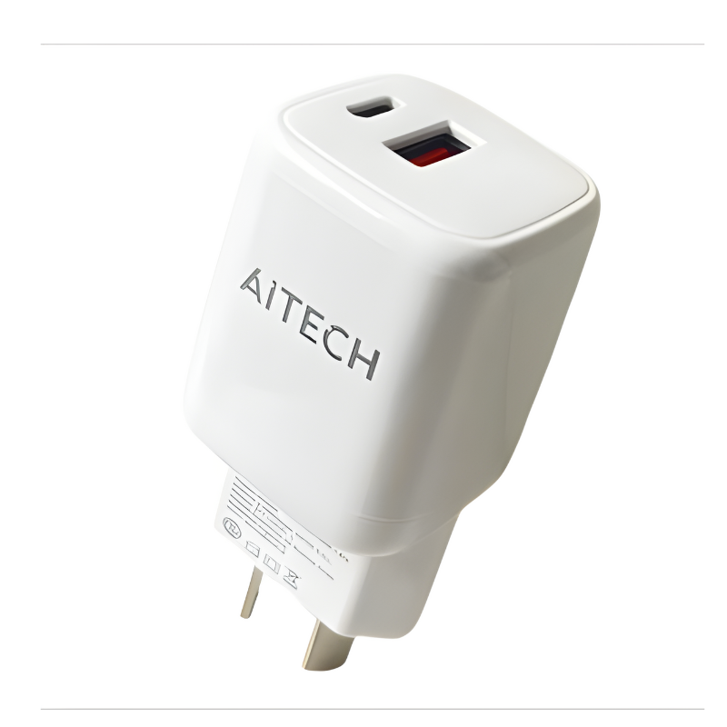 CARGADOR AITECH 45W CARGA RAPIDA 2 PUERTOS USB + TI