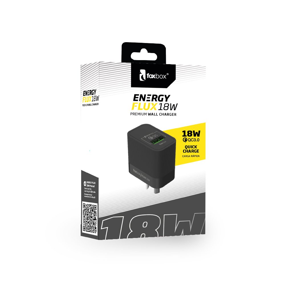 CARGADOR DE PARED FOXBOX FLUX 18W QC BLANCO