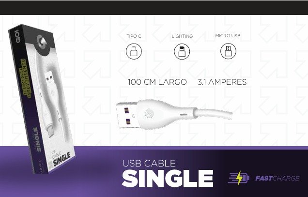 CABLE SINGLE USB A MICRO 3.1A GO!