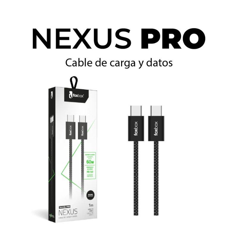 CABLE FOXBOX NEXUS PRO 60W 1M TIPO C A TIPO C BLANCO