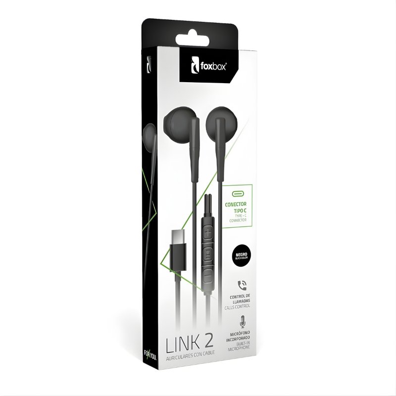 AURICULAR FOXBOX LINK 2 TIPO-C NEGRO