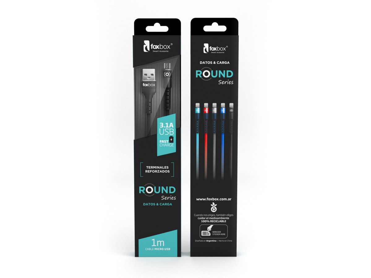 CABLE FOXBOX ROUND MICRO NEGRO
